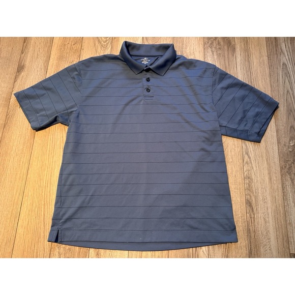 Dockers Other - Dockers Golf Mens Size Medium Polo Shirt Blue Stripe Short Sleeve‎ Polyester